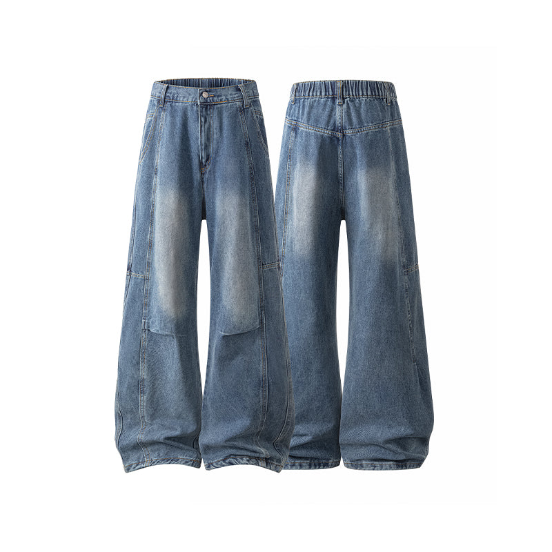 Washed Text Graphic Wide-Leg Jeans