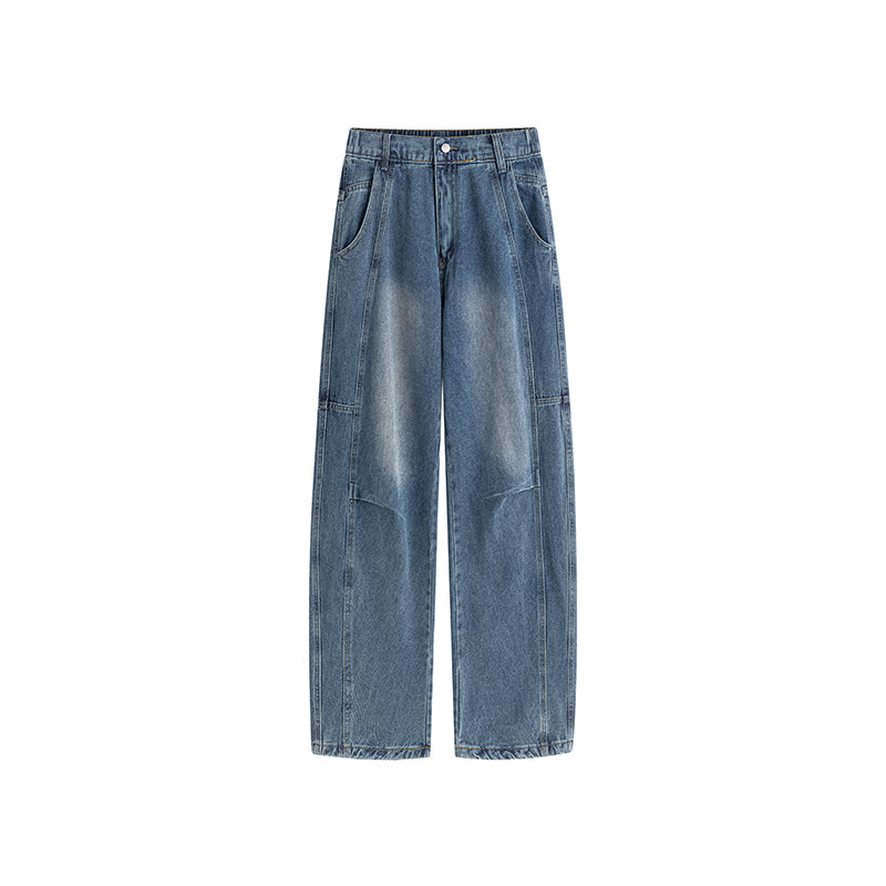 Washed Text Graphic Wide-Leg Jeans