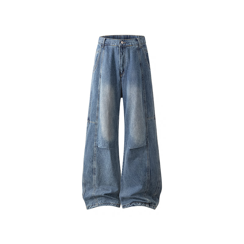 Washed Text Graphic Wide-Leg Jeans