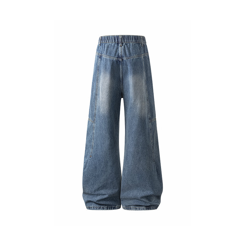 Washed Text Graphic Wide-Leg Jeans